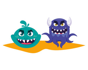 funny monsters comic characters colorful