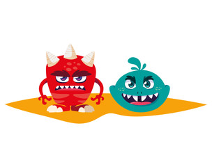 funny monsters comic characters colorful
