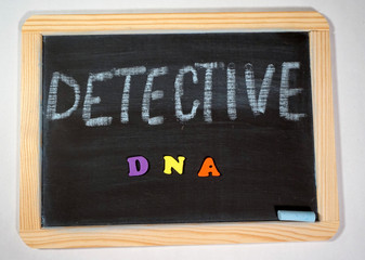 Fototapeta na wymiar detective dna search on chalkboard