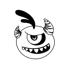 funny monster with horns comic character