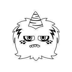 funny monster with horn comic character