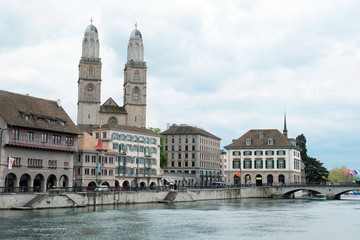 Switzerland, Zurich - May 10, 2019: View of historic buildings in Zurich, Switzerland