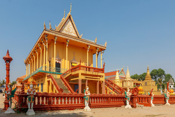 Temple complex in Angkor Ban Village on the banks of the Mekong River, Battambang Province,...
