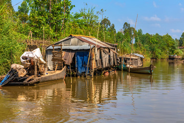 Fototapeta na wymiar Vietnamese river life on the Tan Chau Canal, Mekong River Delta, Vietnam, Indochina, Southeast Asia, Asia