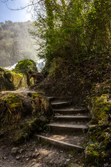 swift river and Marmore waterfalls in Umbria in Italy