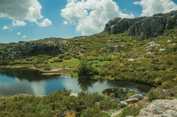 Fototapeta na wymiar Large sinkhole in a dam lake on the highlands