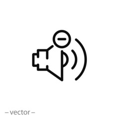 volume - icon, sound, speaker line symbol on white background - editable stroke vector illustration eps10