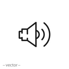 volume icon, speaker, line symbol on white background - editable stroke vector illustration eps10