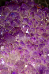 violet amethyst quartz close up view, amethyst geode natural crystal gemstone macro shot purple...