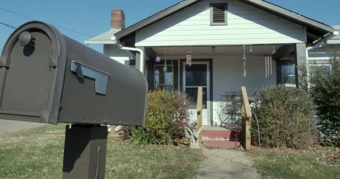 Single Family Starter Home And US Mailbox - Establishing Shot