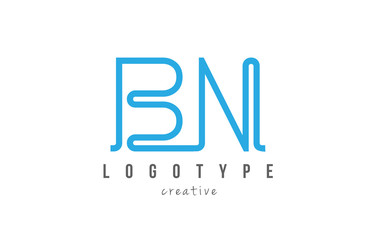 BN B N blue joined line alphabet letter combination logo icon design