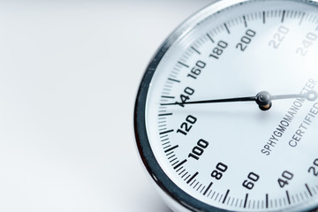 sphygmomanometer closeup macro, blood pressure measurment medical equipment. Tonometer, medical...