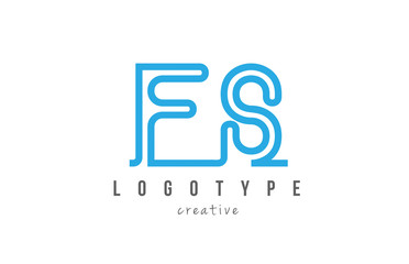 FS F S blue joined line alphabet letter combination logo icon design