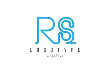 RS R S blue joined line alphabet letter combination logo icon design