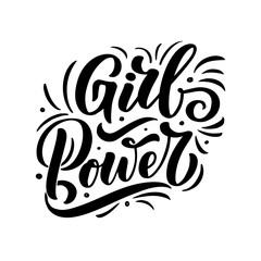 Fototapeta premium GIRL POWER - quote lettering. Calligraphy inspiration graphic design typography element. Hand written postcard. Cute sign, hand drawn style. Textile print