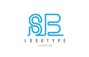 SB S B blue joined line alphabet letter combination logo icon design