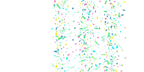 Colorful confetti on white background.