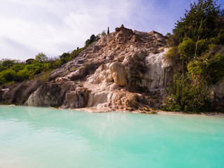 Fototapeta na wymiar Natural swimming pool with thermal spring water.