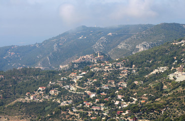 Southern France mountains village - aerial view