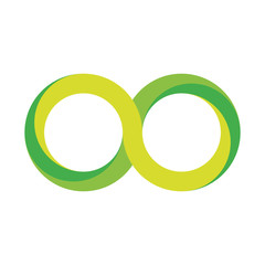 Green infinity symbol icon. 3D-like gradient design effect. Vector illustration