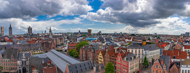 Naklejka na ściany i meble Wonderful panoramic view of the city of Ghent