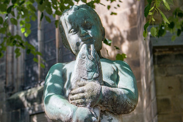Fountain at St. Bonifatius church (M&uuml;nster St. Bonifatius) Hameln Lower Saxony (Niedersachsen)