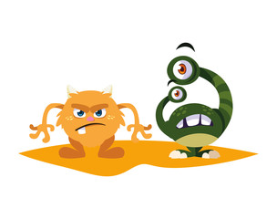 funny monsters comic characters colorful