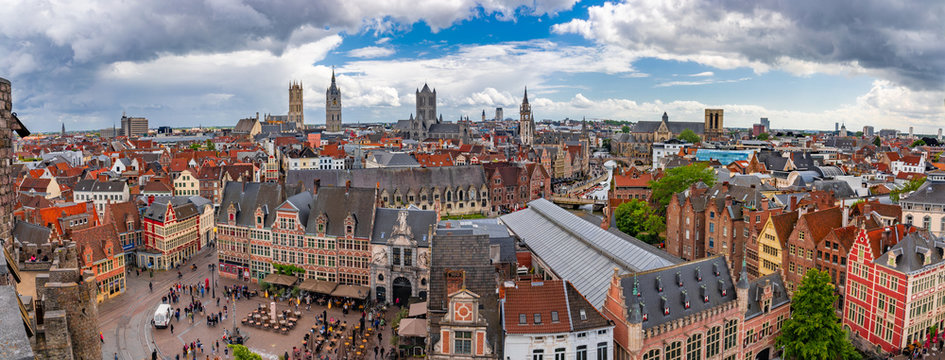 Wonderful panoramic view of the city of Ghent