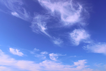 Naklejka na ściany i meble Beautiful sky background. White clouds and blue sky background. Nature, heaven concept.