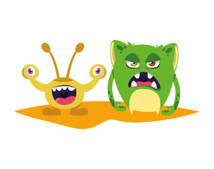funny monsters comic characters colorful
