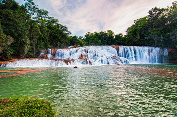 Waterfall cascade of Agua Azul in Chiapas, Mexico, Yucatan peninsula