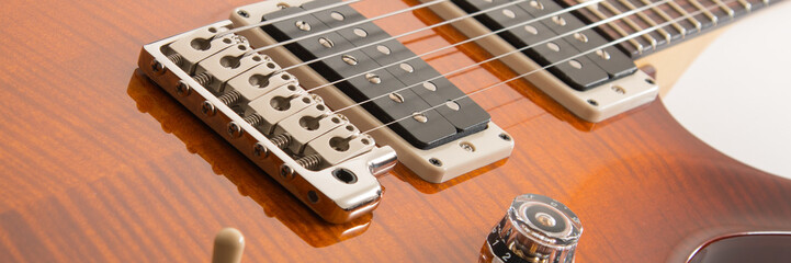 Electric guitar close up of pickups and bridge. - 274625365