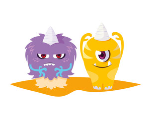 funny monsters comic characters colorful