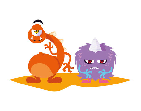 funny monsters comic characters colorful