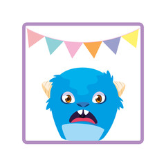 square frame with monster and horns party garlands