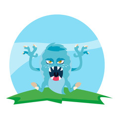 funny monster in the field comic character