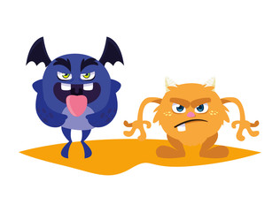 Obraz premium funny monsters comic characters colorful