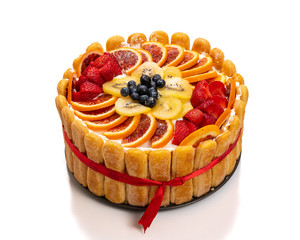 Home made fruit cake isolated on a white background