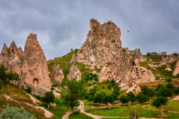 Naklejka na ściany i meble Rock town, Cappadocia, a historical land located in the north-east of Turkey.