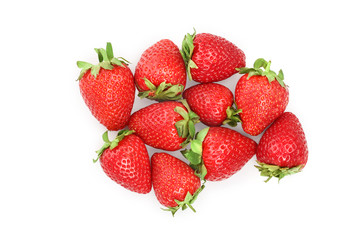 Fototapeta na wymiar Strawberries isolated on white background. Top view. Flat lay pattern