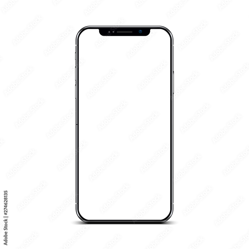 Poster black smartphone with empty touch screen, new model - for stock vector