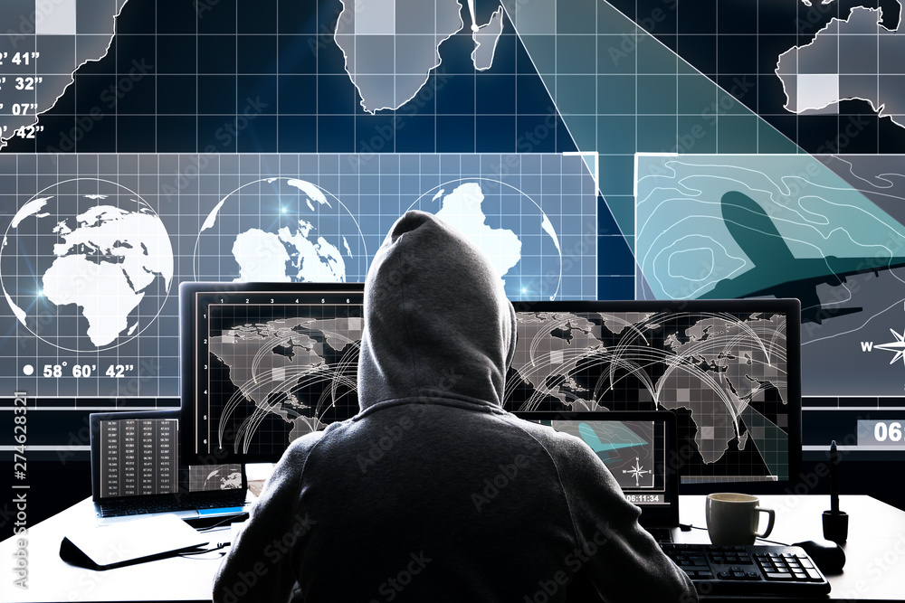 Poster global network and malware concept