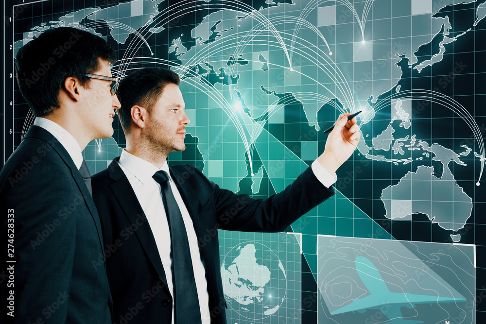 Poster global network and teamwork concept