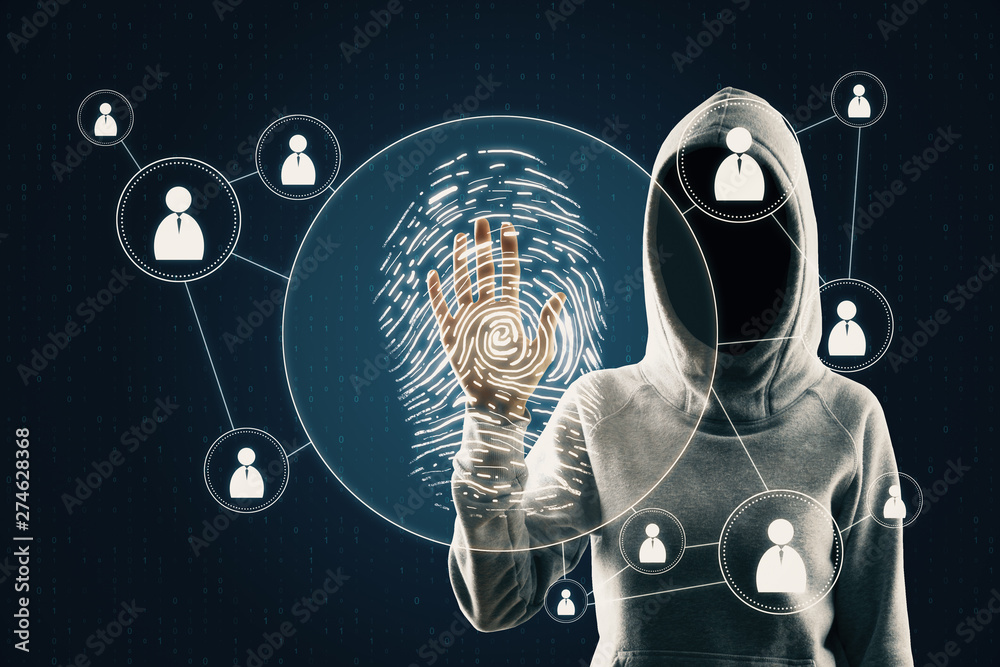 Poster Hacker with fingerprint