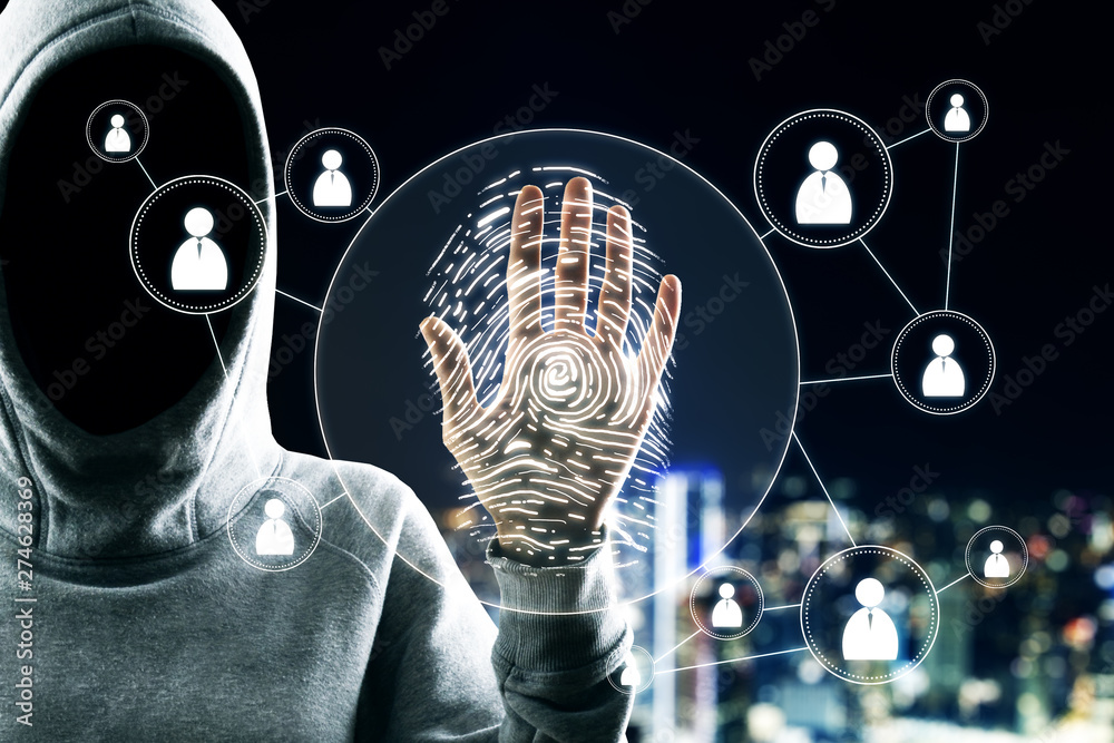 Poster Hacker with fingerprint