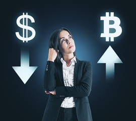 Choice, cryptocurrency and bitcoin concept