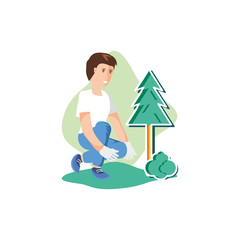 Man avatar planting tree design