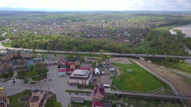 Aerial view of town of Halych, old Ukrainian capital in Ivano-Frankivsk region, Ukraine.