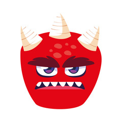 funny monster with horns comic character