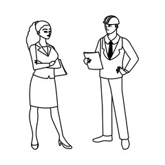 couple of engineers builders workers characters